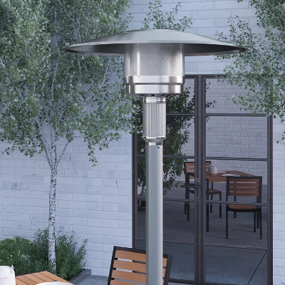 Merrick Lane Stainless Steel 7.5' Tall 40,000 BTU Outdoor Propane Patio Heater With Wheels 8 Merrick Lane Stainless Steel 7.5' Tall 40,000 BTU Outdoor Propane Patio Heater With Wheels - Image 8