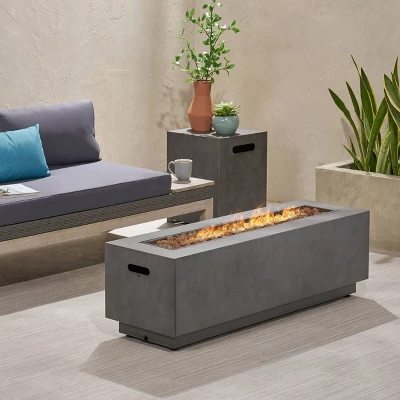 Wellington 48" Rectangular Iron Gas Fire Pit With Tank Holder Dark Gray - Christopher Knight Home 1 Wellington 48" Rectangular Iron Gas Fire Pit With Tank Holder Dark Gray - Christopher Knight Home