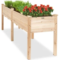 Best Choice Products 72x23x30in Raised Garden Bed, Elevated Wood Planter Box For Patio W/ Divider Panel -Garden & Outdoors GUEST 17ff1f47 d747 4b93 9a2d 889754deace2