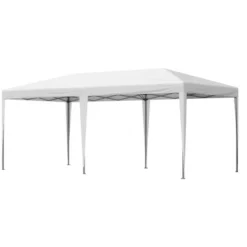 Outsunny 10' X 20' Pop Up Canopy With Sturdy Frame, UV Fighting Roof, Carry Bag For Patio, Backyard, Beach, Garden, White -Garden & Outdoors GUEST 18fa6a10 d6a5 4794 ae08 cf51c03406c2