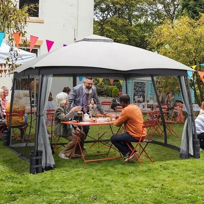 Costway 10x12 FT 2-Tier Patio Gazebo Canopy Netting Heavy-Duty Metal Easy-Setup Outdoor 3 Costway 10x12 FT 2-Tier Patio Gazebo Canopy Netting Heavy-Duty Metal Easy-Setup Outdoor - Image 3