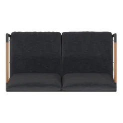 Flash Furniture Indoor/Outdoor Patio Loveseat With Cushions - Modern Aluminum Framed Loveseat With Teak Accent Arms -Garden & Outdoors GUEST 19e0110c b7e2 48c7 936a f9203d990044