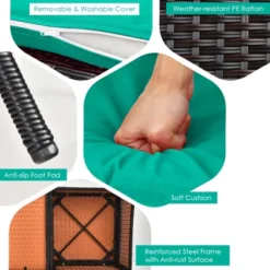 Tangkula Patio Loveseat 2 Person Cushioned Seats With Center Table Outdoor Rattan Furniture Set Turquoise/ Red 13 Tangkula Patio Loveseat 2 Person Cushioned Seats With Center Table Outdoor Rattan Furniture Set Turquoise/ Red -Garden & Outdoors GUEST 1a64c75d ec61 4dfe ab35 905db55bf19a