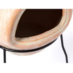 Vintiquewise Beige Outdoor Clay Chimney Outdoor Fireplace Sun Design Charcoal Burning Fire Pit With Sturdy Metal Stand, Barbecue, Family Gathering -Garden & Outdoors GUEST 1aad2df6 7649 4799 a176 91a628b41ee7