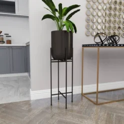 Olivia & May Modern With Stand Iron Planter Pots Black 28 Olivia & May Modern With Stand Iron Planter Pots Black -Garden & Outdoors GUEST 1ac07293 31eb 43a0 9ea8 5c3f8d6b83a7