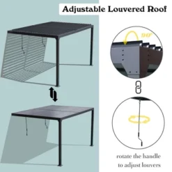 Aoodor Outdoor Louvered Pergola Adjustable Louvered Sloping Roof Wall-Mounted Pergola 14 Aoodor Outdoor Louvered Pergola Adjustable Louvered Sloping Roof Wall-Mounted Pergola -Garden & Outdoors GUEST 1ac92571 0a96 45a9 bd0e ad319d00ac7c