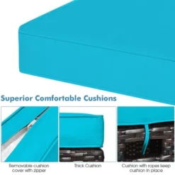 Costway 2PCS Patio Rattan Ottoman Cushioned Seat W/ Foot Rest Turquoise -Garden & Outdoors GUEST 1b6833a6 ce0a 4a83 ab09 5ce238ef5d6b