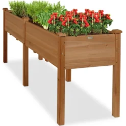 Best Choice Products 72x23x30in Raised Garden Bed, Elevated Wood Planter Box For Patio W/ Divider Panel -Garden & Outdoors GUEST 1b892a44 e4aa 4134 8661 f4b914b88b6e