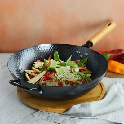 Oster® Oster Bressler 13.5in Nonstick Carbon Steel Wok With Wooden Handle 5 Oster® Oster Bressler 13.5in Nonstick Carbon Steel Wok With Wooden Handle - Image 5