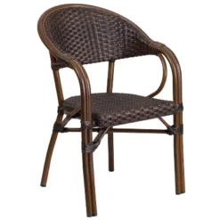 Merrick Lane Wicker Rattan Patio Chair With Curved Back And Aluminum Bamboo Frame -Garden & Outdoors GUEST 1c661cff 8aba 417e a389 834401bf9d79