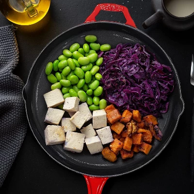 Bruntmor 12'' Pre-seasoned Cast Iron Frying Pan - Red 5 Bruntmor 12'' Pre-seasoned Cast Iron Frying Pan - Red - Image 5