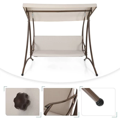 Outdoor 3 Person Swing With Cushions & Side Table - Captiva Designs 2 Outdoor 3 Person Swing With Cushions & Side Table - Captiva Designs - Image 2