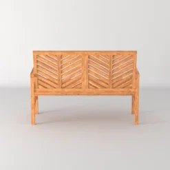 Slatted Chevron Acacia Wood Patio Loveseat – Saracina Home -Garden & Outdoors GUEST 1d339d35 688f 4639 9f62 b78ea6757dcf