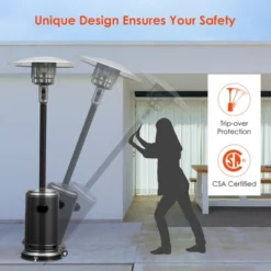 Costway 48000 BTU Propane Patio Heater Standing LP Gas Steel W/ Wheels Black -Garden & Outdoors GUEST 1e27218e 1329 4fdf 8138 f181f43098af