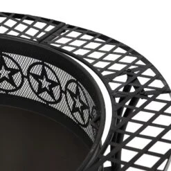 Sunnydaze Decor Sunnydaze Outdoor Camping Or Backyard Steel Round Four Star Fire Pit Table With Spark Screen - 40" - Black -Garden & Outdoors GUEST 1f2437cd 7ab5 415f 9475 c2b9a90c8c72