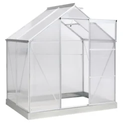 Outsunny Polycarbonate Greenhouse With Aluminum Frame, Walk-in Garden Greenhouse Kit With Adjustable Roof Vent, Rain Gutter And Sliding Door For Winter, Silver 13 Outsunny Polycarbonate Greenhouse With Aluminum Frame, Walk-in Garden Greenhouse Kit With Adjustable Roof Vent, Rain Gutter And Sliding Door For Winter, Silver -Garden & Outdoors GUEST 1f59556d 2451 4bca 9edc 472a9f08f318
