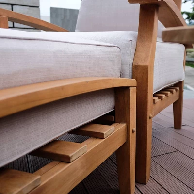 Cambridge Casual Caterina Teak Outdoor Patio Ottoman With Cushion 6 Cambridge Casual Caterina Teak Outdoor Patio Ottoman With Cushion - Image 6