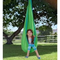 HearthSong HugglePod Original Indoor Or Outdoor Kids' Canvas Hanging Chair With Cushion