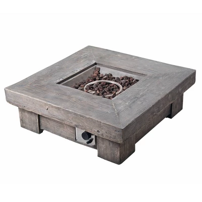 Square Propane Fire Pit With Wood Like Finish - Gray - Teamson Home 2 Square Propane Fire Pit With Wood Like Finish - Gray - Teamson Home - Image 2