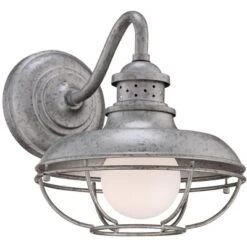 Franklin Iron Works Rustic Industrial Farmhouse Vintage Outdoor Barn Light Fixture Galvanized Steel Open Cage 13" White Glass Orb For Exterior Porch -Garden & Outdoors GUEST 209960e7 b279 4a8b b6a7 10ddb5f43af0