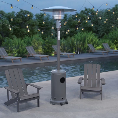 Merrick Lane Stainless Steel 7.5' Tall 40,000 BTU Outdoor Propane Patio Heater With Wheels 1 Merrick Lane Stainless Steel 7.5' Tall 40,000 BTU Outdoor Propane Patio Heater With Wheels