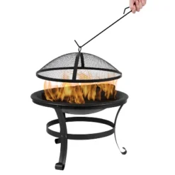 Flash Furniture 22" Round Wood Burning Firepit With Mesh Spark Screen And Poker -Garden & Outdoors GUEST 22eb6b92 4432 491b b996 bba9c3dcd4bd