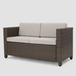 Puerta 5pc Wicker Sofa Chat Set - Brown/Ceramic Gray - Christopher Knight Home -Garden & Outdoors GUEST 23376b8e b05d 40e5 be9b 55fec233c039