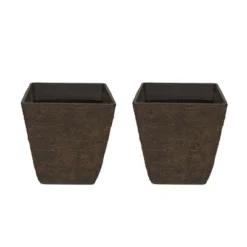 Set Of 2 Resin Indoor/Outdoor Squared Planters Brown - Alpine Corporation 6 Set Of 2 Resin Indoor/Outdoor Squared Planters Brown - Alpine Corporation -Garden & Outdoors GUEST 24385cab 39ff 4469 ba22 166a9bf339a8