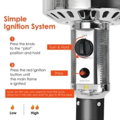 Costway 48000 BTU Propane Patio Heater Standing LP Gas Steel W/ Wheels Black -Garden & Outdoors GUEST 254c108c 8182 48f7 9dcf d2304662a8a6