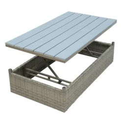 5pc Outdoor Wicker Conversations Set With Adjustable Sofa, Ottomans & Accent Table - Gray - GODEER -Garden & Outdoors GUEST 2553e463 7f30 454d ba5b 82d98454dfc2