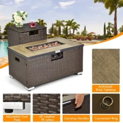 Costway 32''x 20'' Propane Rattan Fire Pit Table Set W/ Side Table Tank & Cover 40,000 BTU 14 Costway 32''x 20'' Propane Rattan Fire Pit Table Set W/ Side Table Tank & Cover 40,000 BTU -Garden & Outdoors GUEST 258cac9f b1e3 4423 893c 4b107b2eceb2