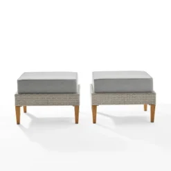 Capella 2pk Outdoor Wicker Ottomans - Gray - Crosley -Garden & Outdoors GUEST 26231ede e005 489b b944 97f083703ebf