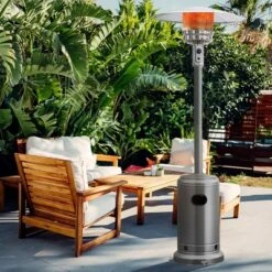 Costway 50000 BTU Propane Patio Heater Standing LP Gas Steel W/ Wheels Grey -Garden & Outdoors GUEST 264178c8 0174 4ae5 95d3 ead998b4259b