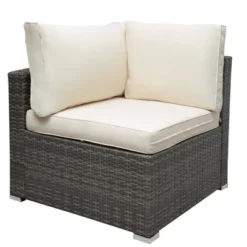 7pc Wicker Patio Set With Cushions & Storage Box - Gray/Beige - GODEER -Garden & Outdoors GUEST 27497359 3c7a 480b 8528 e8b1a30b5668