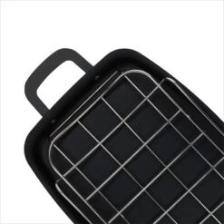 OXO 15"x10.5" Steel Open Roaster With U-Rack Black