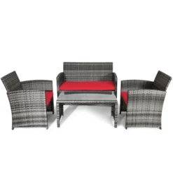 Tangkula 4-Piece Outdoor Patio Furniture Set Rattan Wicker Conversation Sofa Set 10 Tangkula 4-Piece Outdoor Patio Furniture Set Rattan Wicker Conversation Sofa Set -Garden & Outdoors GUEST 287fdb7c 48a6 4d61 9b77 1d38c1aed32e