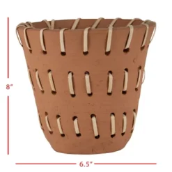 Natural Handthrown Terracotta Planter With Woven Rattan Accents - Foreside Home & Garden -Garden & Outdoors GUEST 29a31e81 9dbd 4bc9 a679 6529ba1aee3d