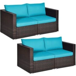 Costway 4PCS Patio Rattan Corner Sofa Sectional Furniture SetBlueBeigeNavy Cushion -Garden & Outdoors GUEST 29afae71 5e0a 49ca 82e1 9640676c4baa