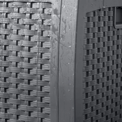 Suncast 73 Gallon Medium Wicker Indoor/Outdoor Storage Boxes For Garden Tools, Pool Accessories, And Patio Cushions, Cyberspace (4 Pack) 2 Suncast 73 Gallon Medium Wicker Indoor/Outdoor Storage Boxes For Garden Tools, Pool Accessories, And Patio Cushions, Cyberspace (4 Pack) - Image 2