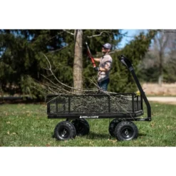 Gorilla Cart GCG-900 4 Cubic Feet 900 Pound Capacity Heavy Duty Durable Steel Utility Wagon Cart With 2 In 1 Towing Handle And Removable Sides, Gray -Garden & Outdoors GUEST 2b7073fd 06f3 42cb a2a3 a9f60c35aff5