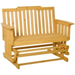 Outsunny Wooden Patio Glider Bench, Wood Outdoor Loveseat With High Back And Armrests, 2-Seat -Garden & Outdoors GUEST 2c6239e9 4a07 4ce5 baac 459616b4bc09