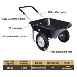 Costway 2 Tire Wheelbarrow Cart Heavy-duty Dolly Utility Cart Black 11 Costway 2 Tire Wheelbarrow Cart Heavy-duty Dolly Utility Cart Black -Garden & Outdoors GUEST 2cdf718b 15de 474b a9b6 d8293d2eb24a