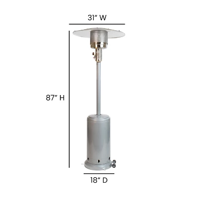 Merrick Lane Stainless Steel 7.5' Tall 40,000 BTU Outdoor Propane Patio Heater With Wheels 10 Merrick Lane Stainless Steel 7.5' Tall 40,000 BTU Outdoor Propane Patio Heater With Wheels - Image 10
