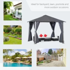 Outsunny Patio Gazebo 10' X 10' Outdoor Soft Top Canopy Tent With Zippered Mesh Sidewalls, Privacy Curtains, Netting 10 Outsunny Patio Gazebo 10' X 10' Outdoor Soft Top Canopy Tent With Zippered Mesh Sidewalls, Privacy Curtains, Netting -Garden & Outdoors GUEST 2e0c675e c6bf 40d3 8046 d8b9a2e8f495