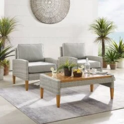 Capella Outdoor Wicker 3 Pc Set With Two Chairs And Coffee Table Gray/Acorn - Crosley 15 Capella Outdoor Wicker 3 Pc Set With Two Chairs And Coffee Table Gray/Acorn - Crosley -Garden & Outdoors GUEST 2f6323a8 2deb 4f38 b5d4 fa163efba1a2