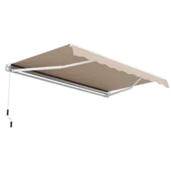 Costway Retractable Patio Awning Aluminum Deck Sunshade Shelter Outdoor Beige -Garden & Outdoors GUEST 2fb3ec29 2bb9 4233 ac62 3deb3192cc15
