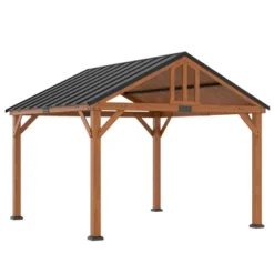 Outsunny 12' X 11' Hardtop Gazebo Canopy With Solid Wooden Frame And Waterproof Asphalt Roof, For Patio, Backyard, Deck, Porch, Brown -Garden & Outdoors GUEST 303a93ea 173f 4863 944a 509304a60ab7