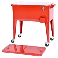 Costway Red Outdoor Patio 80 Quart Cooler Cart Ice Beer Beverage Chest Party Portable -Garden & Outdoors GUEST 30768bd5 6246 4699 aff5 c574bcb4df7c