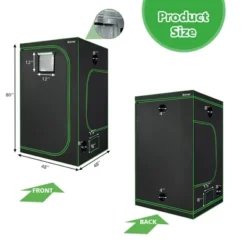 Costway 4x4 Grow Tent, 48''x48''x80'' High Reflective Mylar W/Observation Window GrayBlack -Garden & Outdoors GUEST 30eeb9c0 0c18 48aa b800 1fc5106b9773