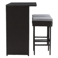 Parksville Patio Bar Set With Cushions - Black/Gray - CorLiving -Garden & Outdoors GUEST 312a0bc9 88d7 450d 8e5f ab96f209f0ec